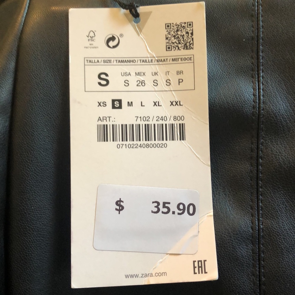 Zara BNWT black leather high rise leggings size small S - Picture 5 of 8